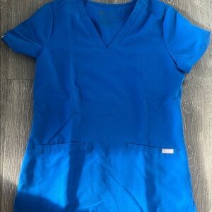 Two pocket Figs Blue V-Neck Scrub Top